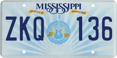 MS license plate ZKQ136