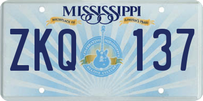 MS license plate ZKQ137