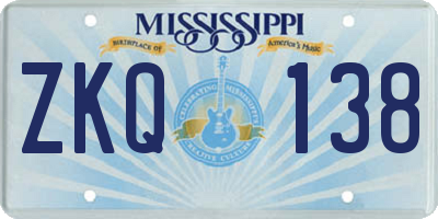 MS license plate ZKQ138