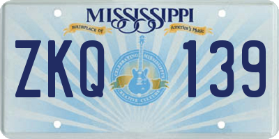 MS license plate ZKQ139