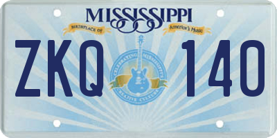 MS license plate ZKQ140