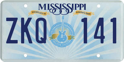 MS license plate ZKQ141