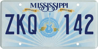 MS license plate ZKQ142