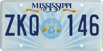 MS license plate ZKQ146