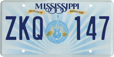 MS license plate ZKQ147