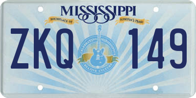 MS license plate ZKQ149