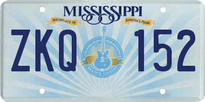 MS license plate ZKQ152