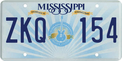 MS license plate ZKQ154