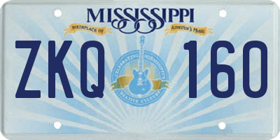 MS license plate ZKQ160