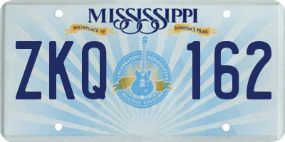 MS license plate ZKQ162