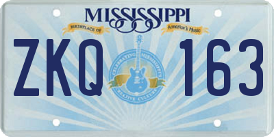 MS license plate ZKQ163