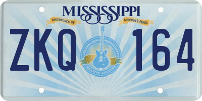MS license plate ZKQ164