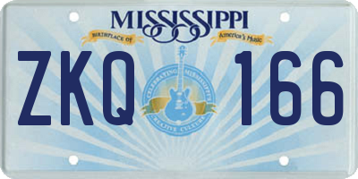 MS license plate ZKQ166