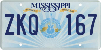 MS license plate ZKQ167
