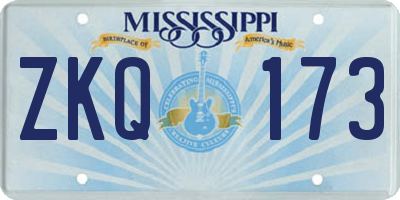 MS license plate ZKQ173