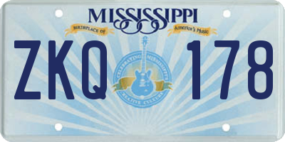 MS license plate ZKQ178