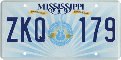 MS license plate ZKQ179