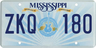 MS license plate ZKQ180