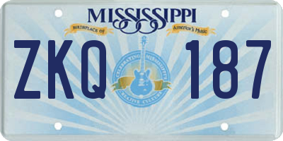 MS license plate ZKQ187