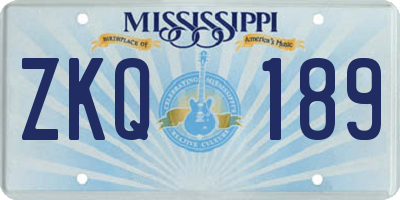 MS license plate ZKQ189