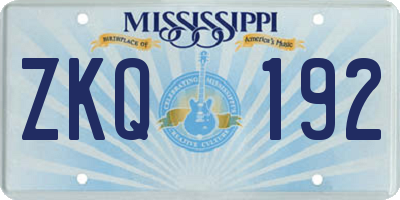 MS license plate ZKQ192