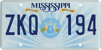 MS license plate ZKQ194
