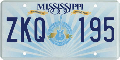MS license plate ZKQ195
