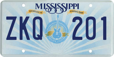 MS license plate ZKQ201