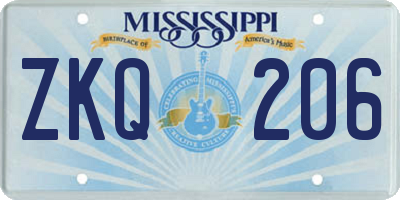 MS license plate ZKQ206