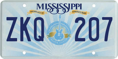 MS license plate ZKQ207