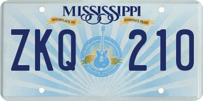 MS license plate ZKQ210