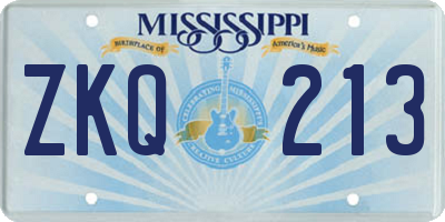 MS license plate ZKQ213