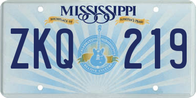 MS license plate ZKQ219