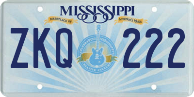 MS license plate ZKQ222