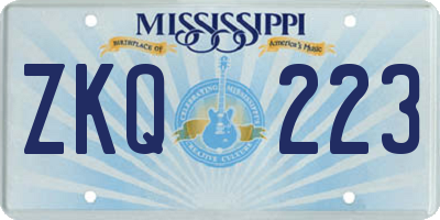 MS license plate ZKQ223