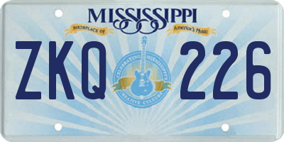 MS license plate ZKQ226