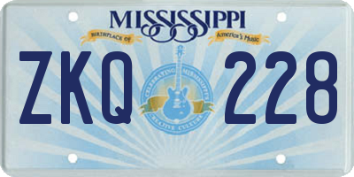MS license plate ZKQ228
