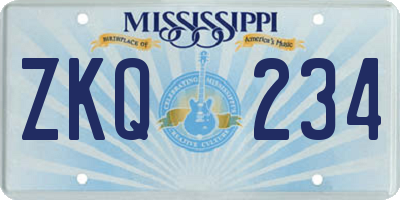 MS license plate ZKQ234