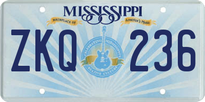 MS license plate ZKQ236