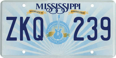 MS license plate ZKQ239