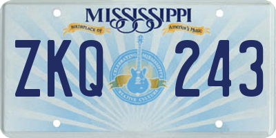 MS license plate ZKQ243
