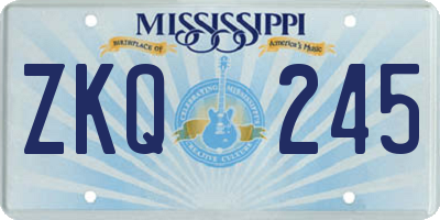 MS license plate ZKQ245