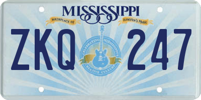 MS license plate ZKQ247