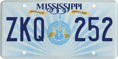MS license plate ZKQ252