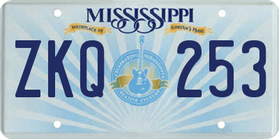 MS license plate ZKQ253