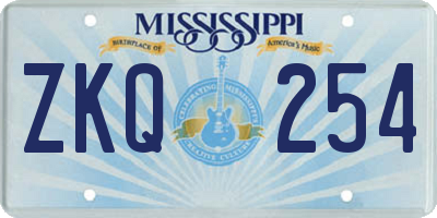 MS license plate ZKQ254