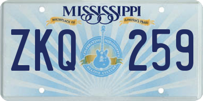 MS license plate ZKQ259