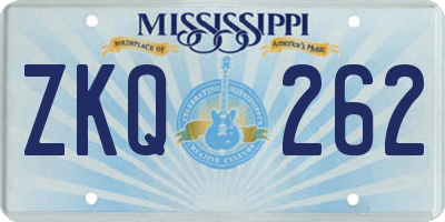 MS license plate ZKQ262