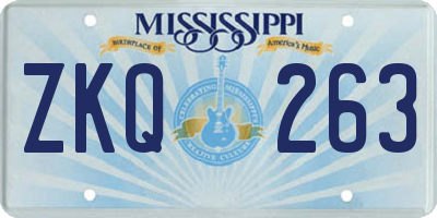 MS license plate ZKQ263