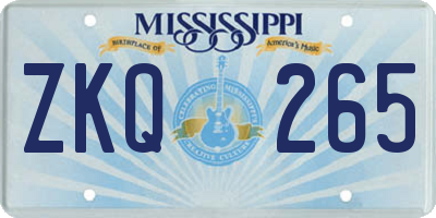 MS license plate ZKQ265